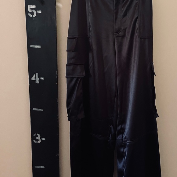 House of Harlow Satin set wide leg cargo pants and crop top Bustier Sz Small NWT - Picture 13 of 16